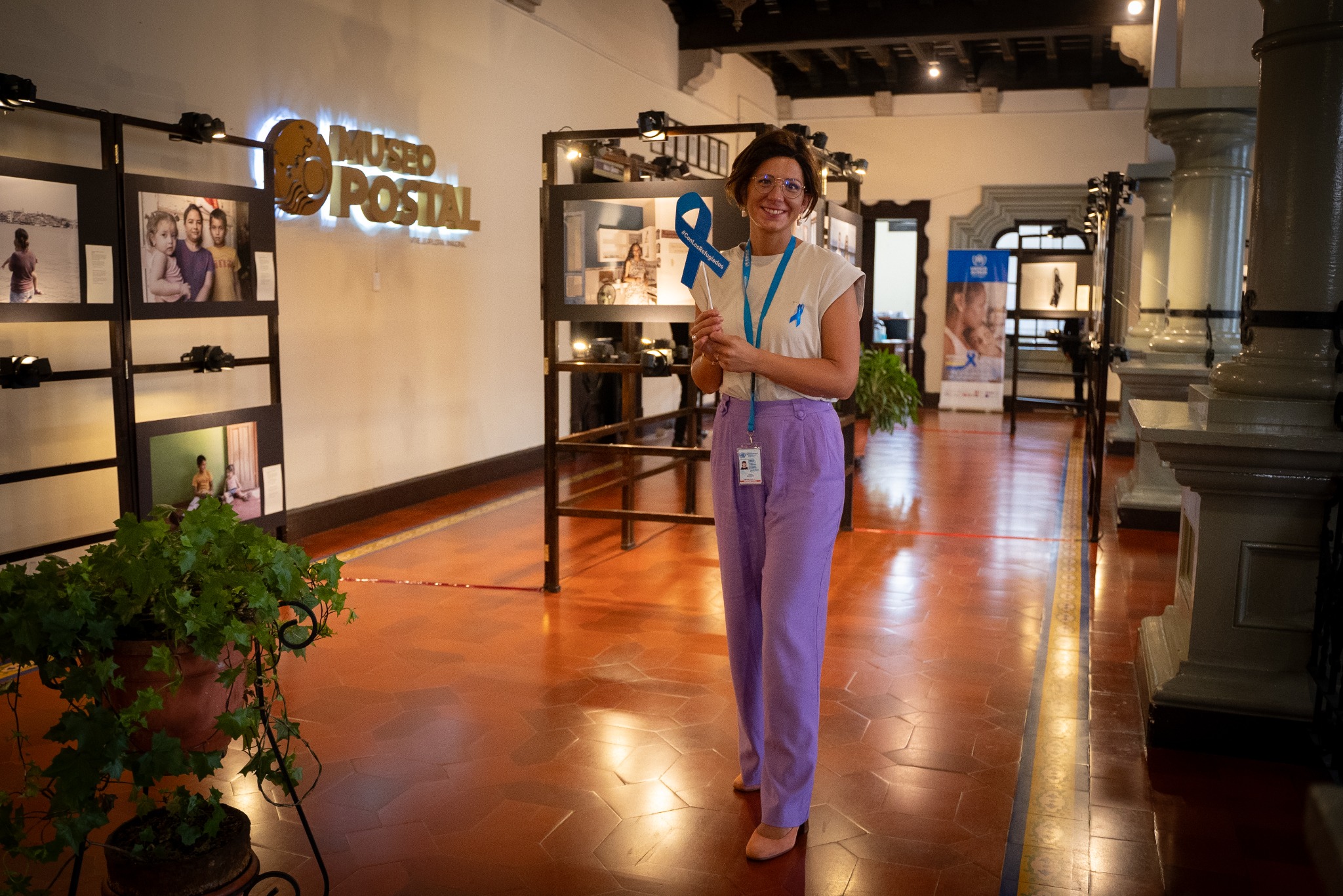 Sanne at the photo exhibition in Guatemala’s National Postal Museum